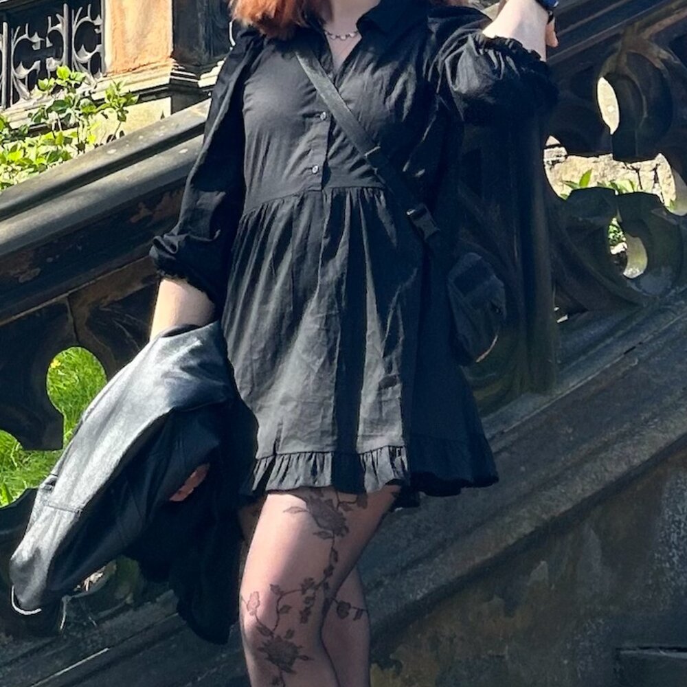 ASOS Petities Black Collar Babydoll Dress- US 4